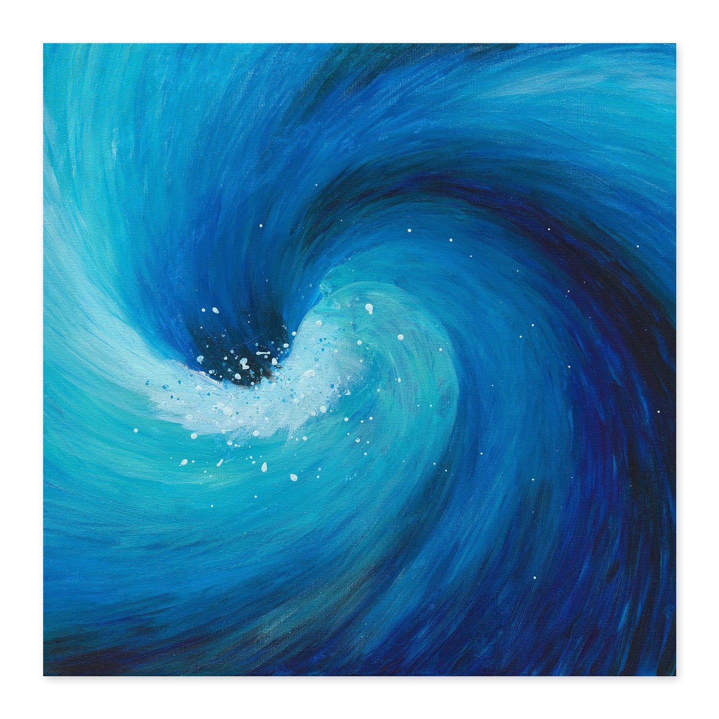 Intuitive abstract painting featuring colourful wave-inspired strokes.