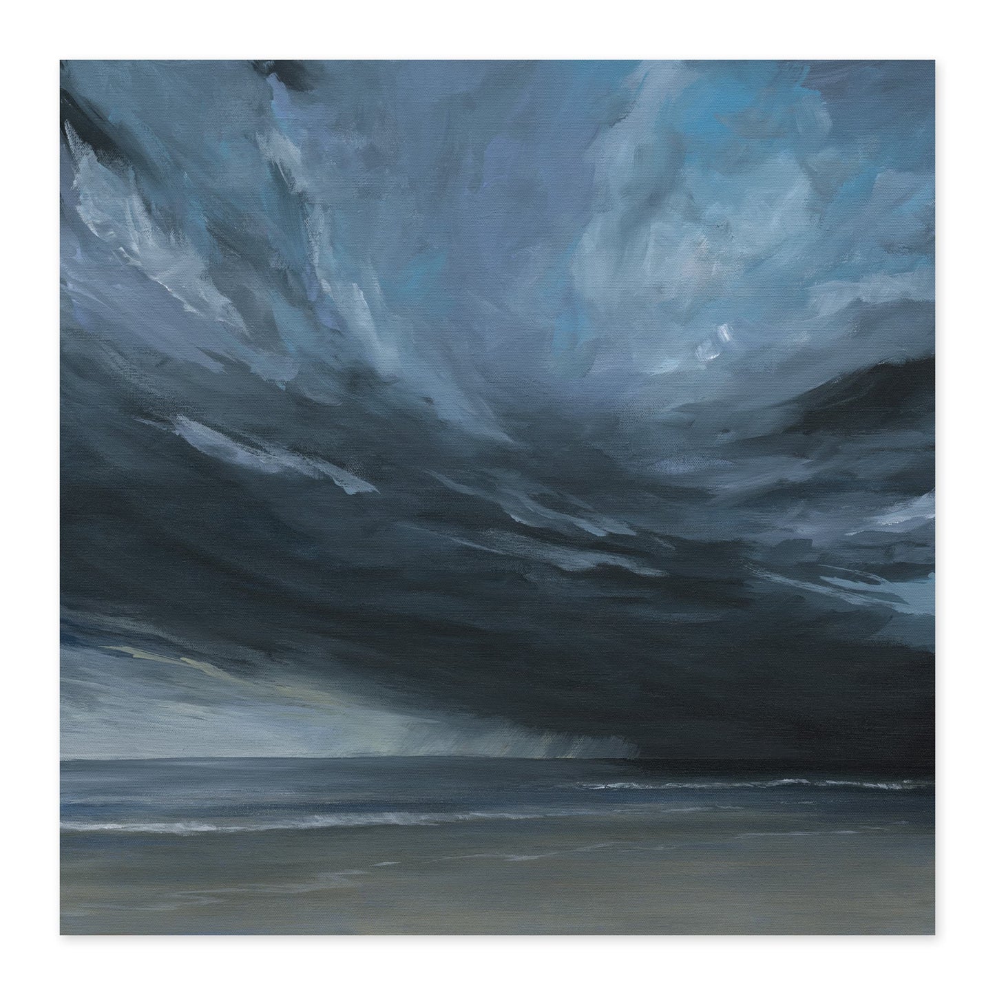 Australian landscape painting of an approaching storm with dramatic skies