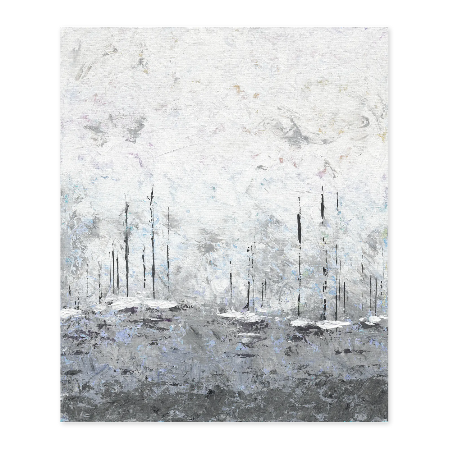 Abstract art piece with a white and gray color scheme