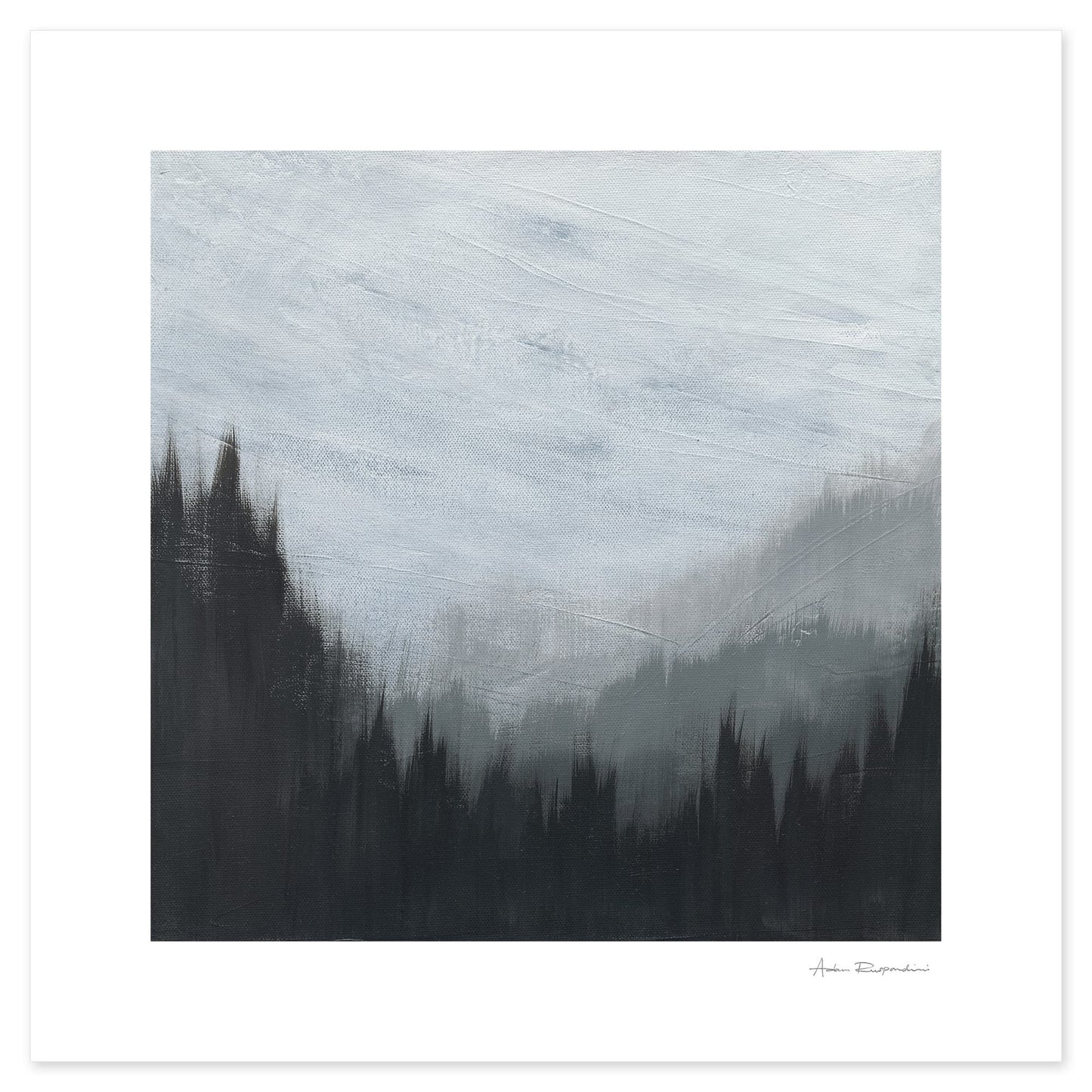 Mountain-inspired abstract art with soft misty textures.