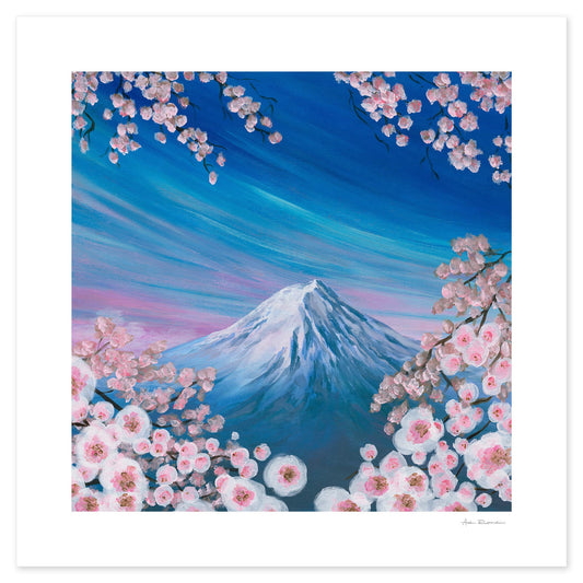 Colourful Mount Fuji artwork Japan inspired art print for collectors