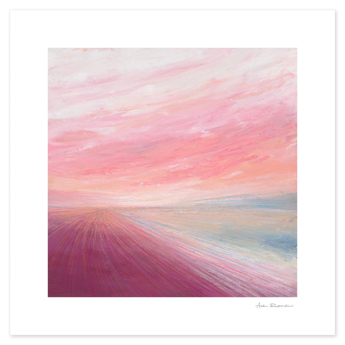 Abstract coastal painting featuring soft pastel layers and ocean energy.
