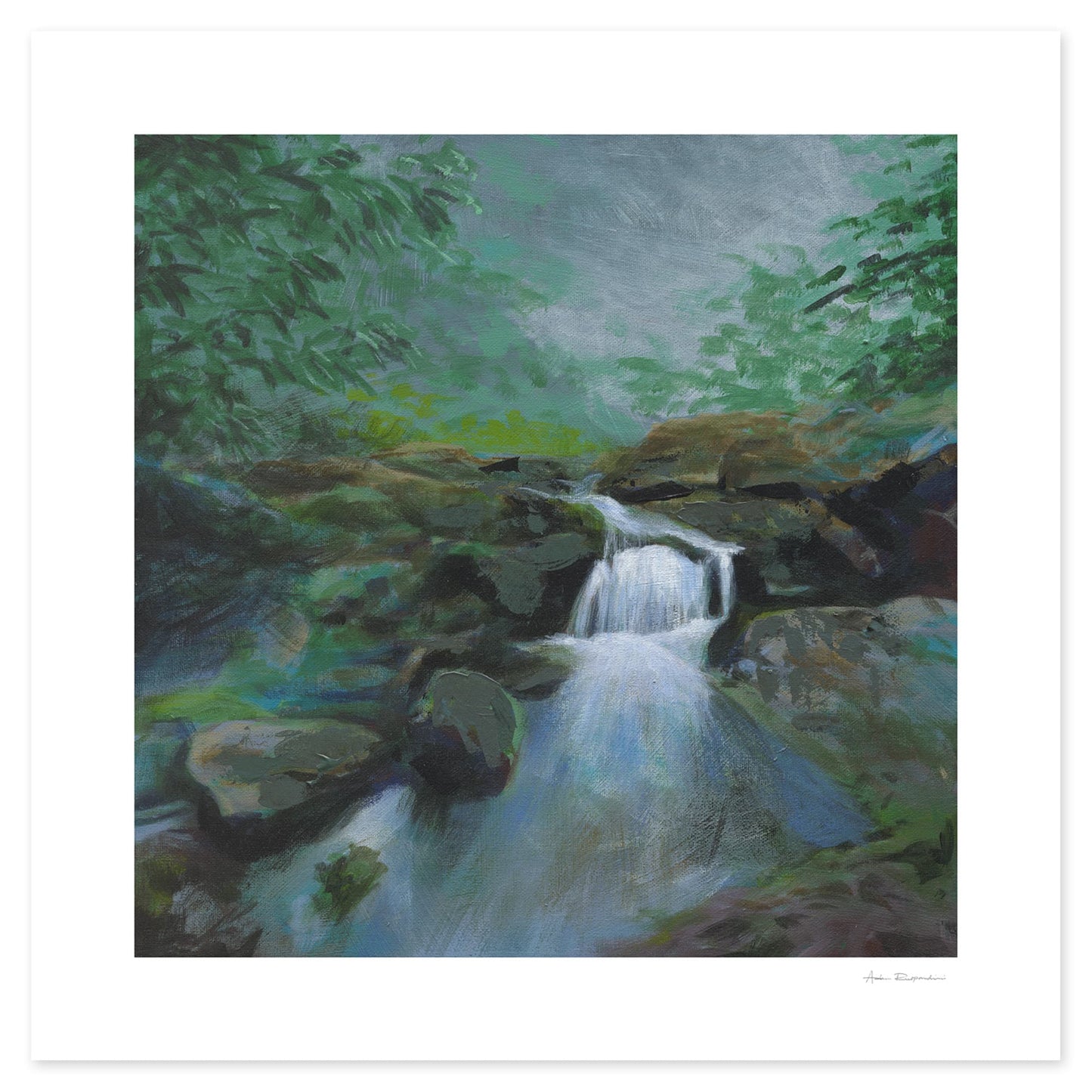 Nature-inspired waterfall art capturing Sydney’s serene local bushwalks.