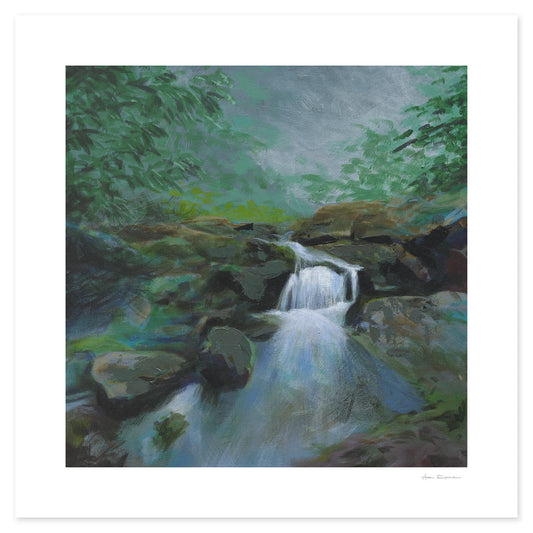 Nature-inspired waterfall art capturing Sydney’s serene local bushwalks.