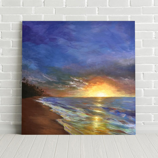 Hope 1.2x1.2m acrylic artwork beach sunset - Adam Ruspandini