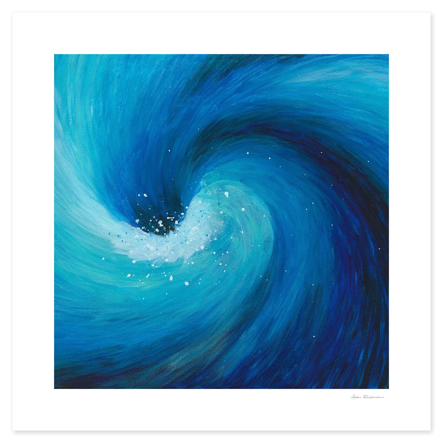 Artistic depiction of a swirling blue wave
