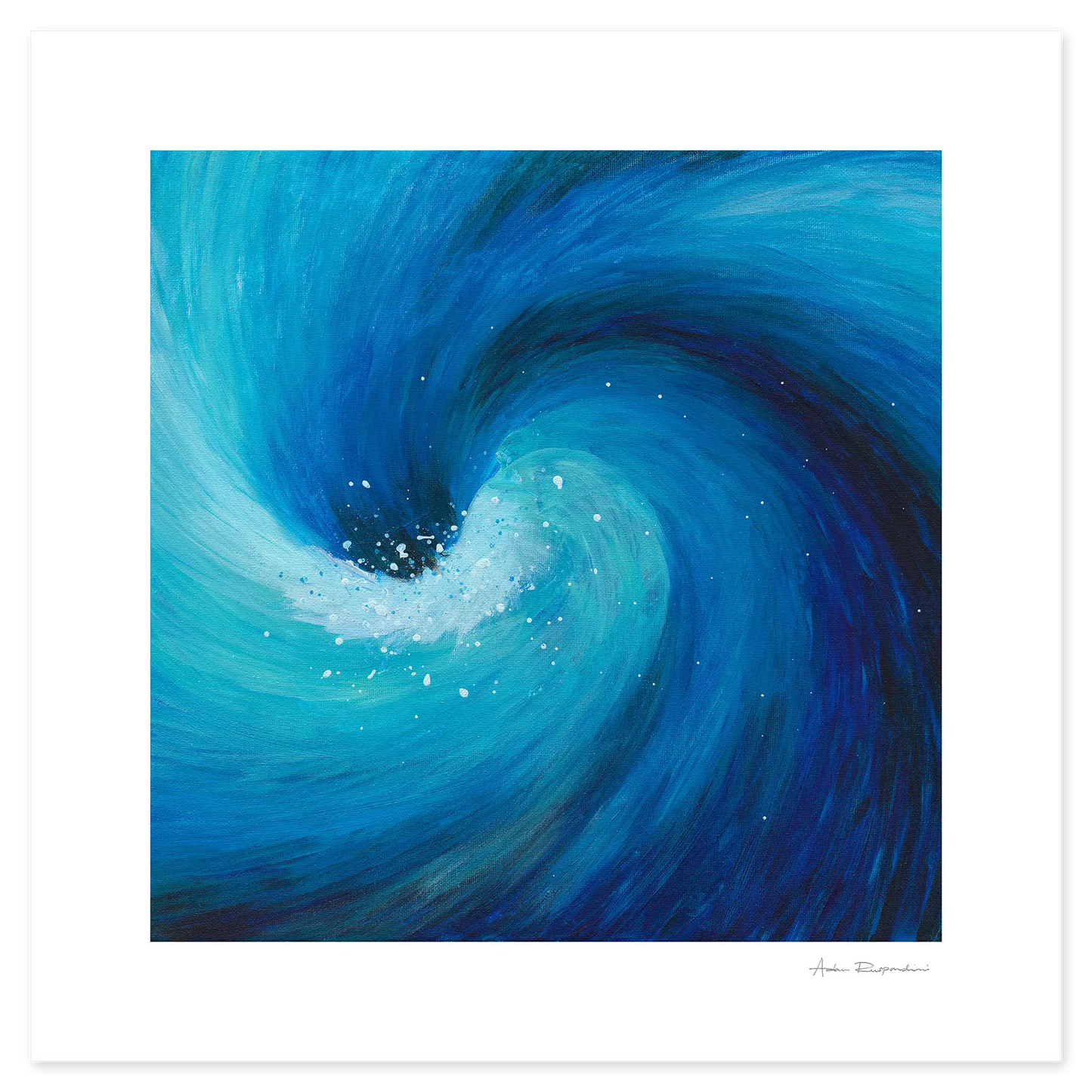 Artistic depiction of a swirling blue wave