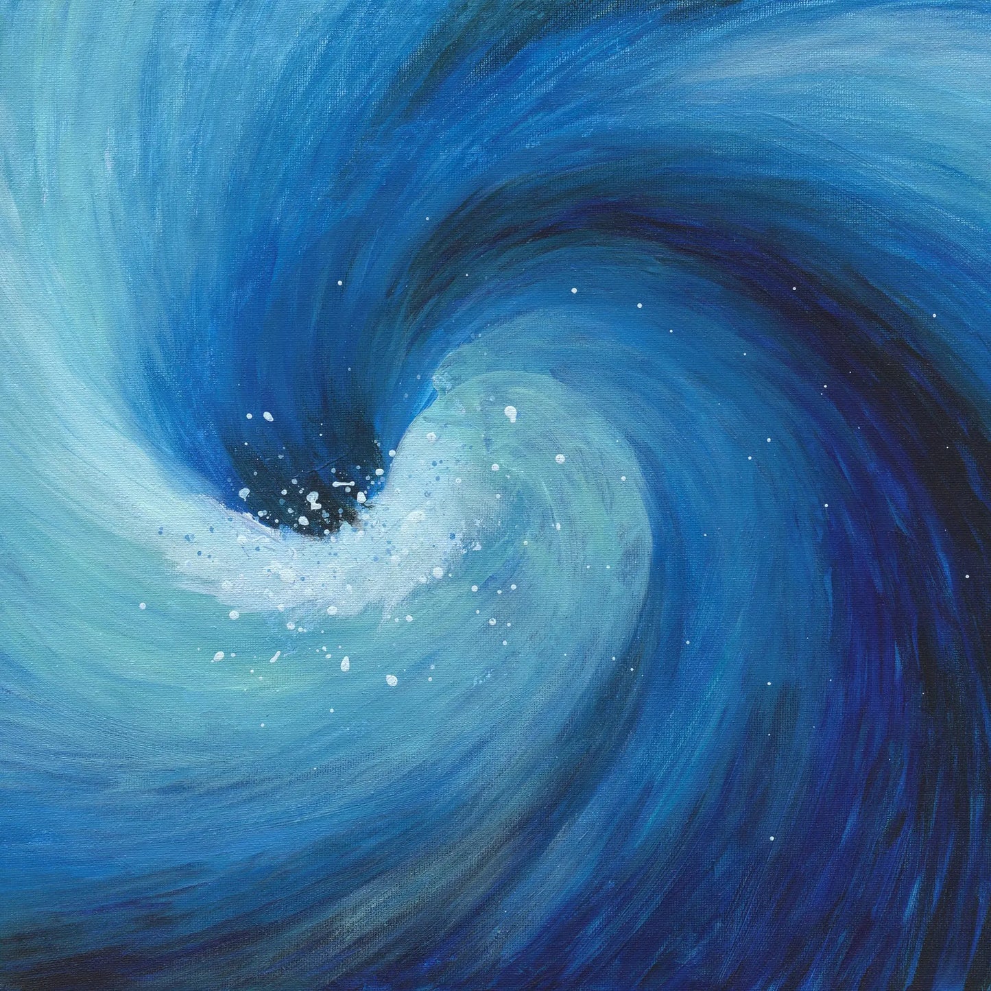 Artistic depiction of a swirling blue vortex with star-like particles.