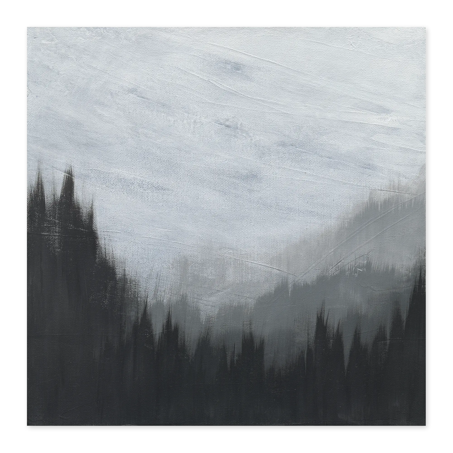 Abstract art piece with black and gray brush strokes