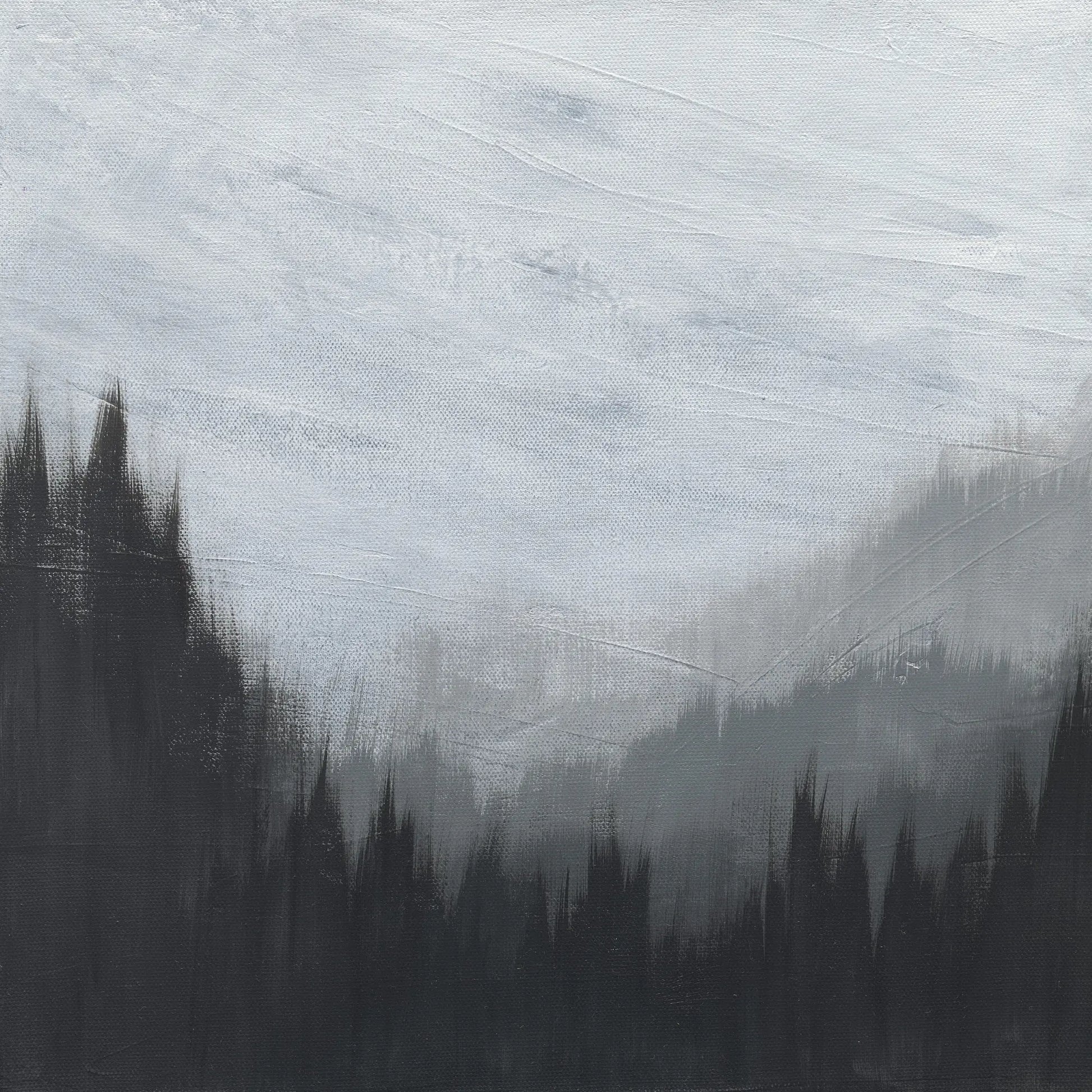 Abstract art with black and gray brush strokes on a textured background