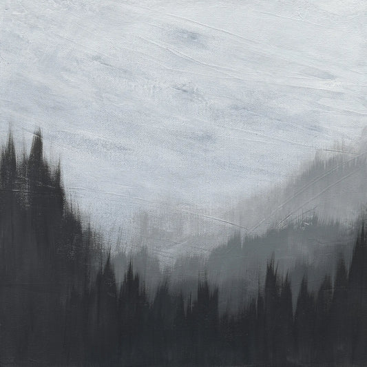 Abstract art with black and gray brush strokes on a textured background