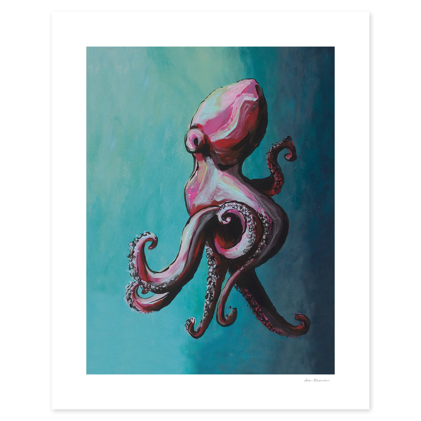 Colorful octopus illustration on a teal background