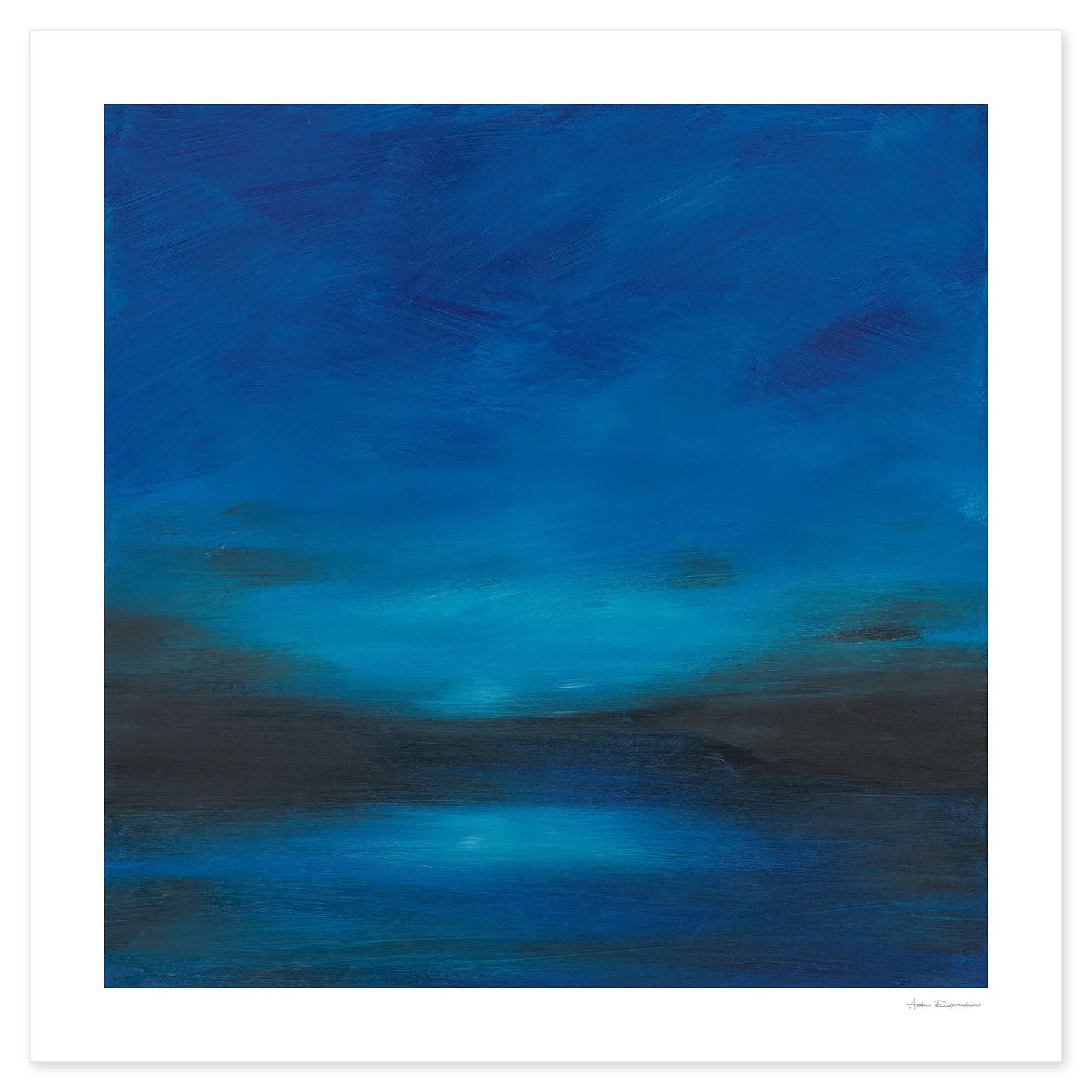 Abstract painting of blue and black colors