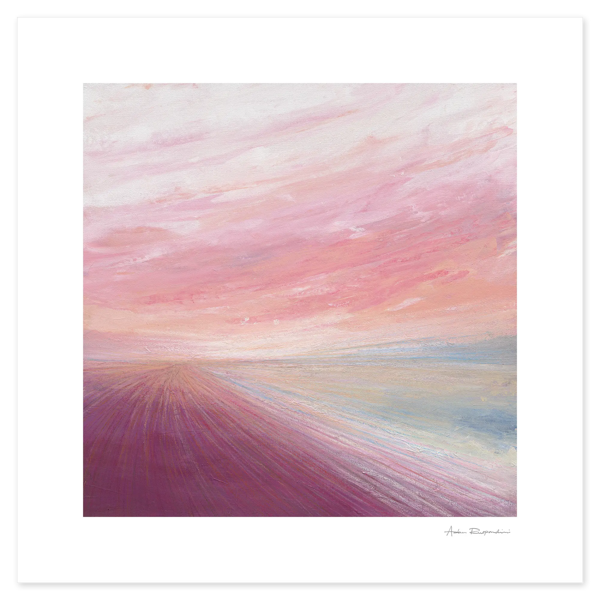 Abstract artwork with soft pastel colors on a white background