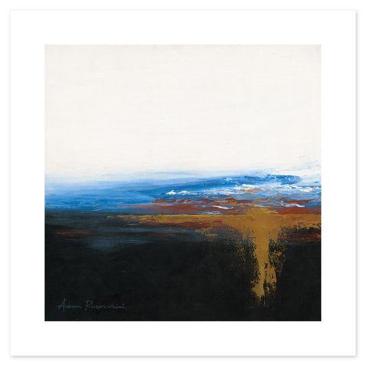 Sole D’Oro artwork with metallic gold and bronze abstract sunset tones.