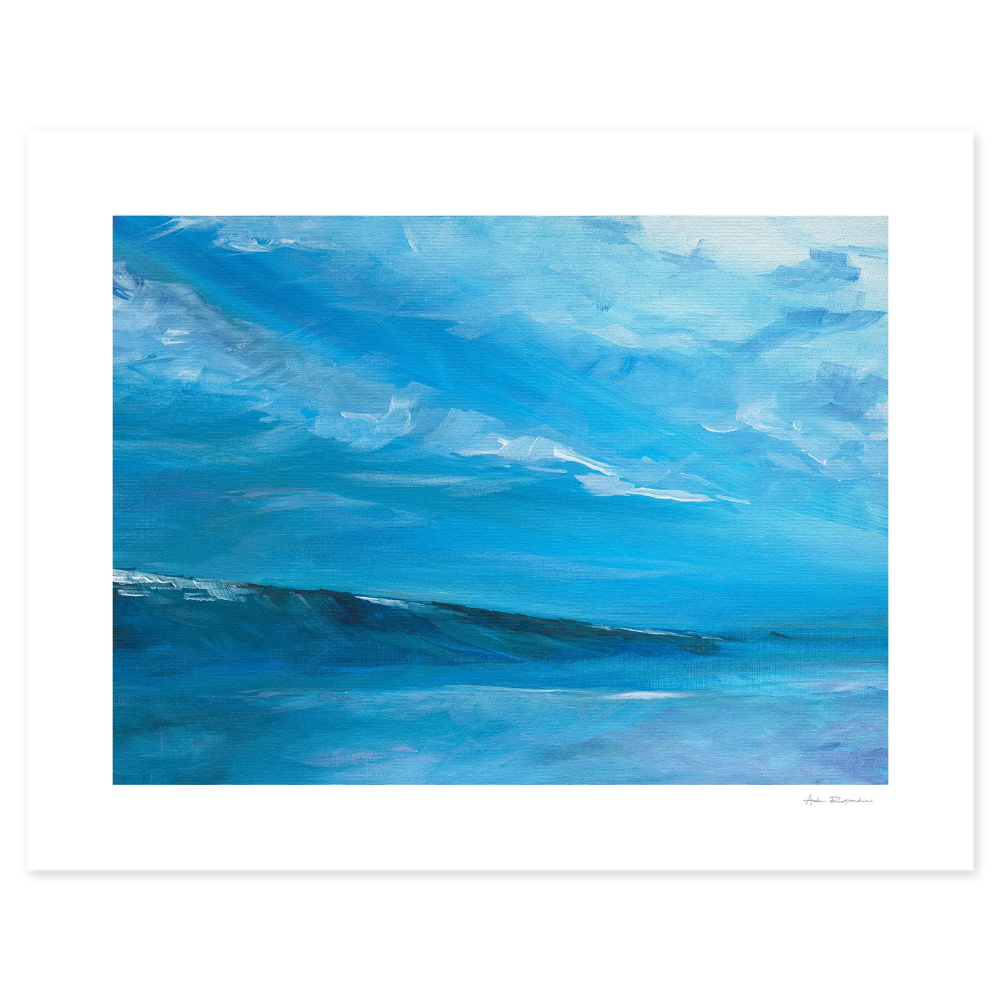 Abstract painting of blue and white colors