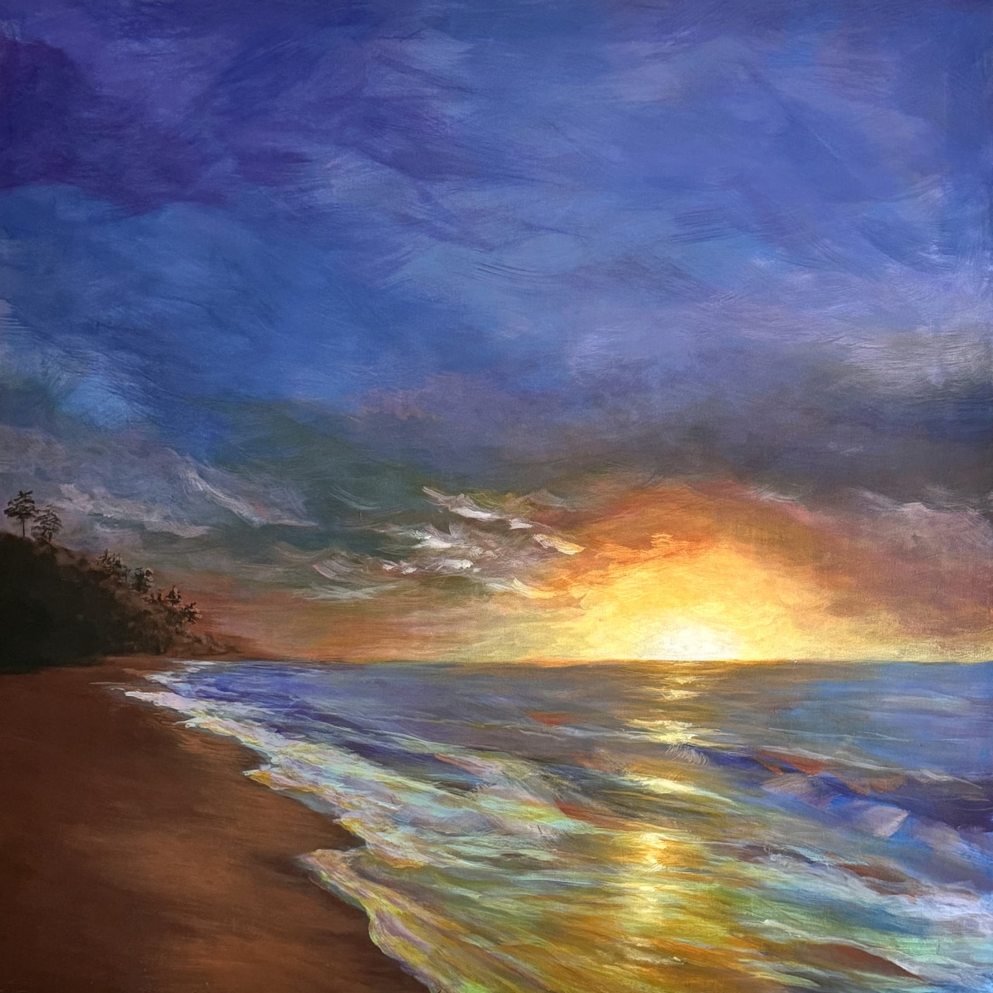 Hope 1.2x1.2m acrylic artwork beach sunset - Adam Ruspandini 