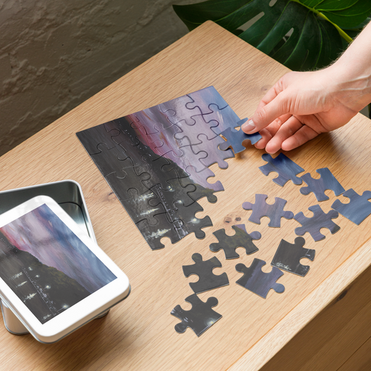 Killcare at Dusk - Jigsaw puzzle with tin