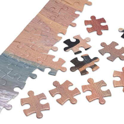 Surfer Silhouette - Jigsaw puzzle with tin