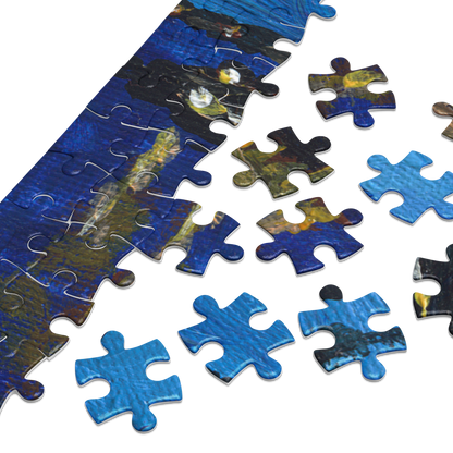 Forster at Night - Jigsaw puzzle with tin