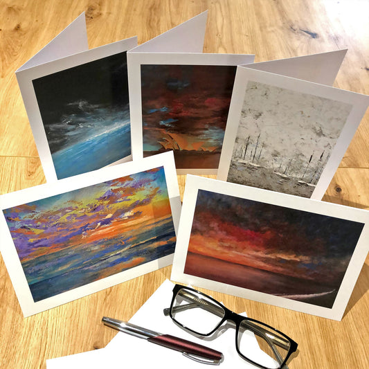 greeting cards 5 pack acrylic abstract landscape artwork