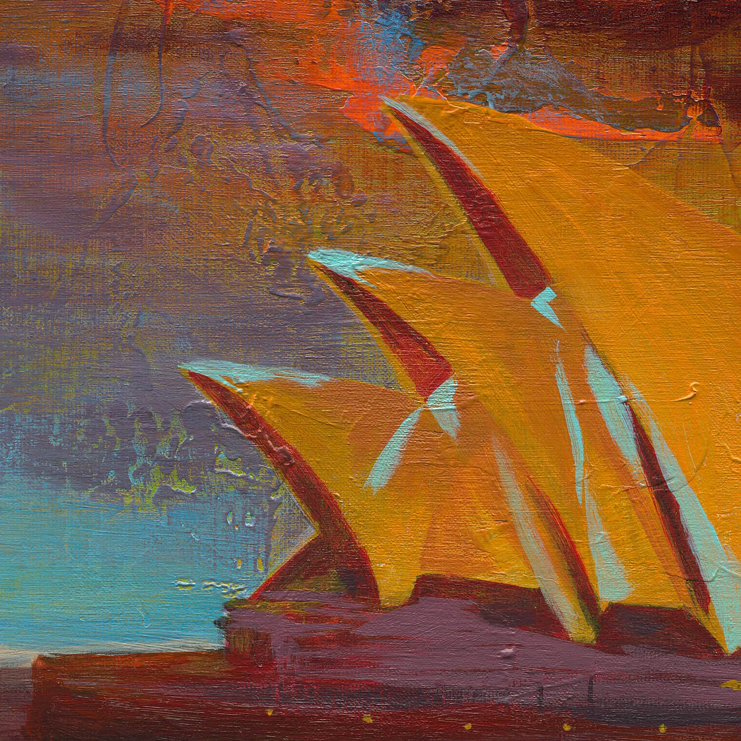 Sun Sets over Sydney Opera House 60x90cm Original - Adam Ruspandini