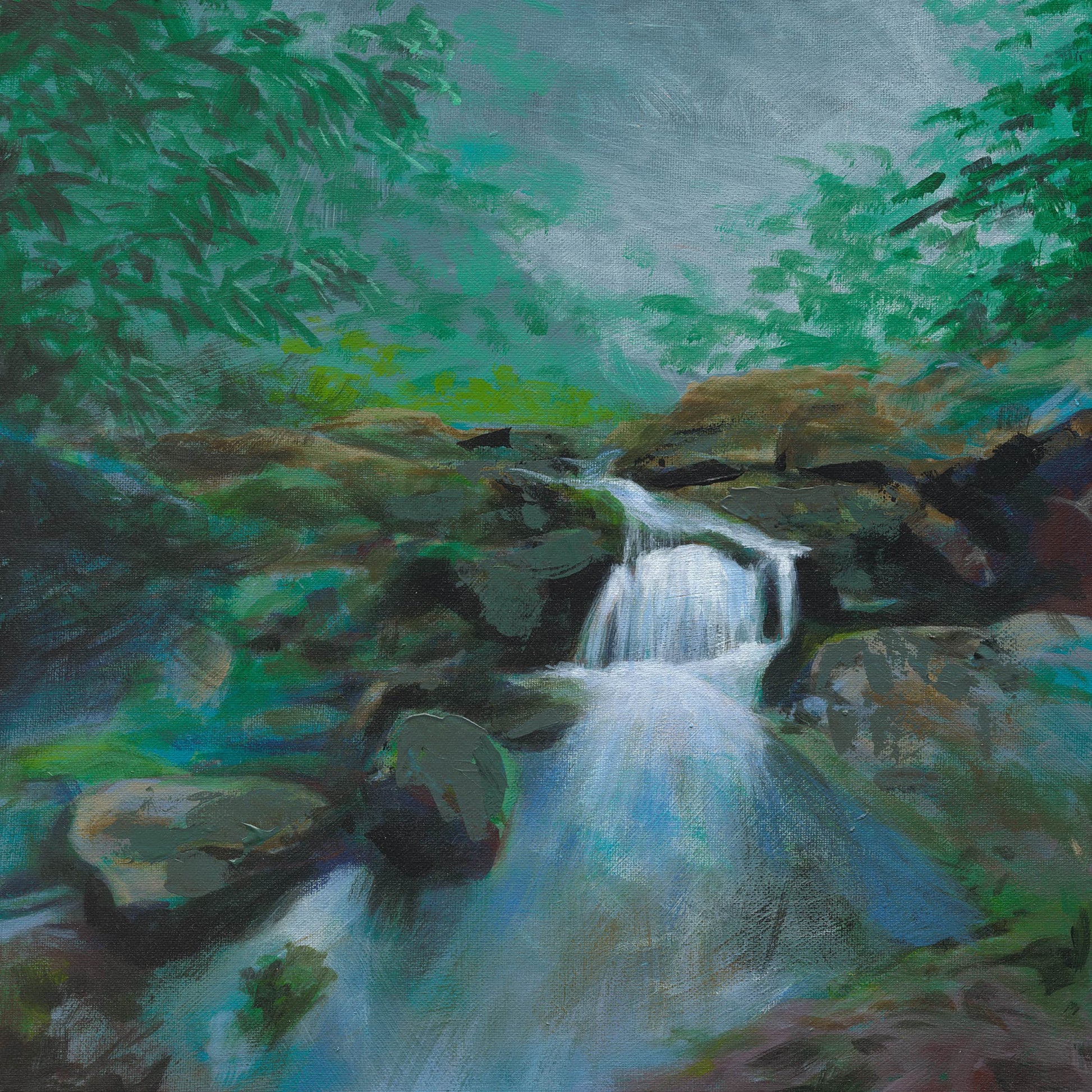 Waterfalling 40x40cm Original - Adam Ruspandini